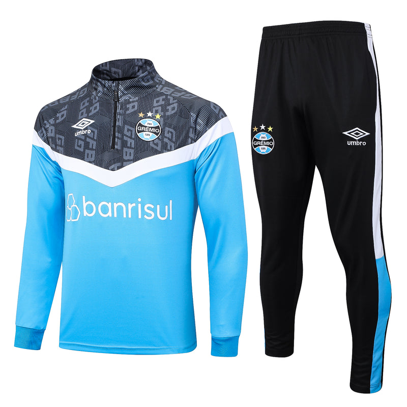 Conjunto de Frio Jaqueta Treino Grêmio 2023/24 - Azul e Preto