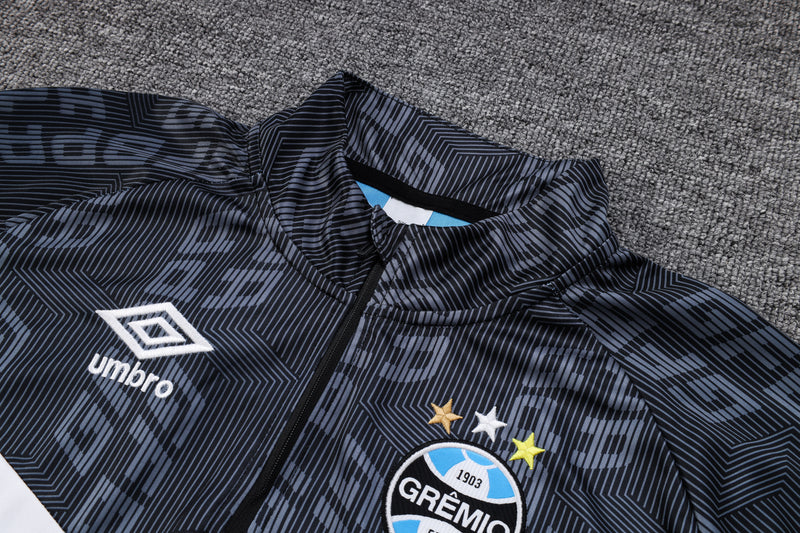 Conjunto de Frio Jaqueta Treino Grêmio 2023/24 - Azul e Preto