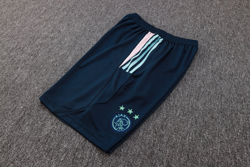 Conjunto camiseta de tirantes y pantalón corto de entrenamiento Ajax 2023/24 blanco y azul