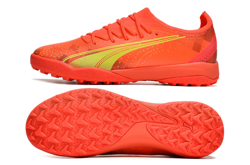 Bota de fútbol Society Puma Ultra Ultimate - Naranja+Verde