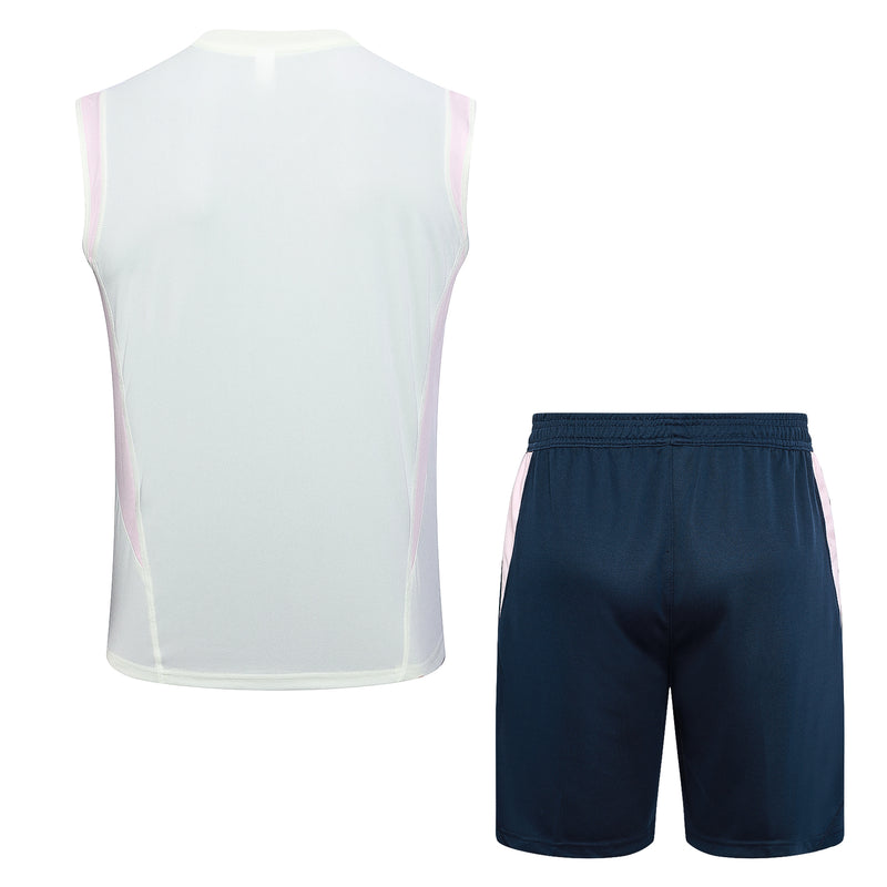 Conjunto camiseta de tirantes y pantalón corto de entrenamiento Ajax 2023/24 blanco y azul