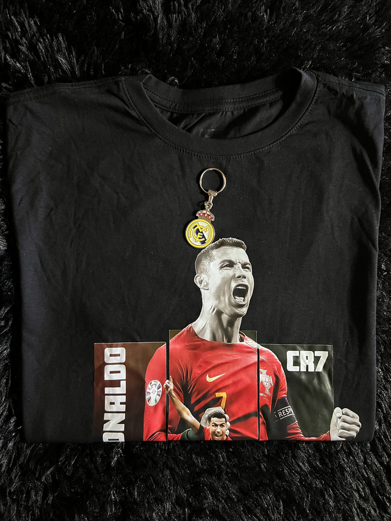 Camisa Legends Cristiano Ronaldo + Caixa Presente e Brinde - Preta, Branca e Bege