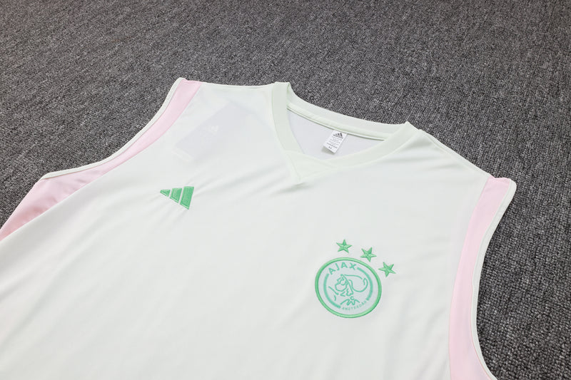 Conjunto camiseta de tirantes y pantalón corto de entrenamiento Ajax 2023/24 blanco y azul