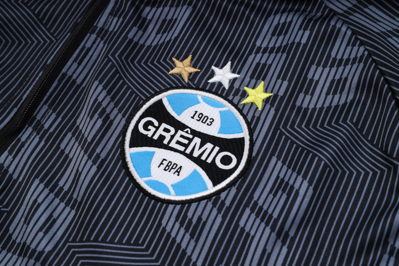 Conjunto de Frio Jaqueta Treino Grêmio 2023/24 - Azul e Preto