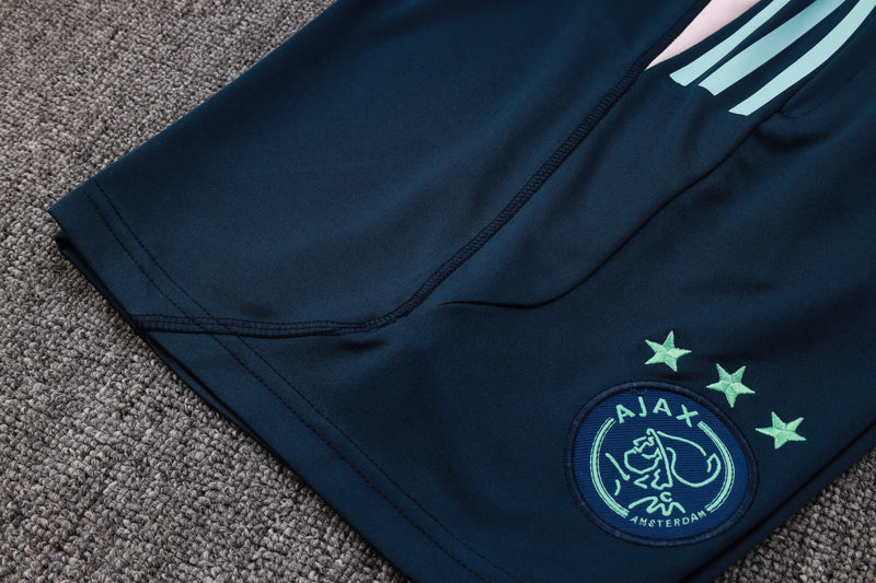 Conjunto camiseta de tirantes y pantalón corto de entrenamiento Ajax 2023/24 blanco y azul