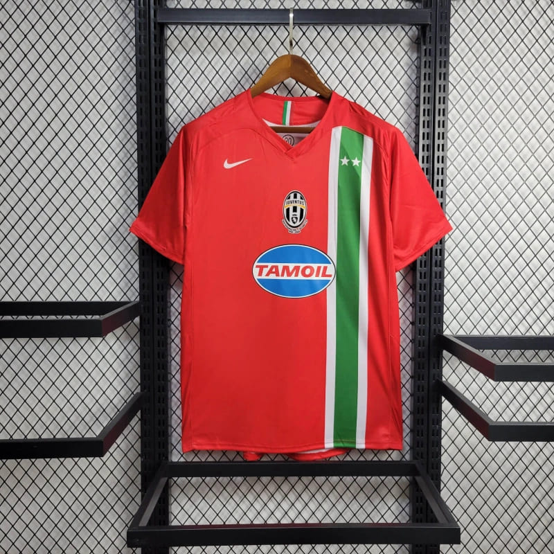 camisa-camiseta-blusa-da-juventus-retrô-antiga-temporada-2005/06-05/06-nike-patrocinio-tamoil -vermelha-masculina-tailandesa-ii-2-segunda-reserva-away-trezeguet-del-piero-nedved-ibrahimovic-camoranesi-vieira-réplica-pro-mantos