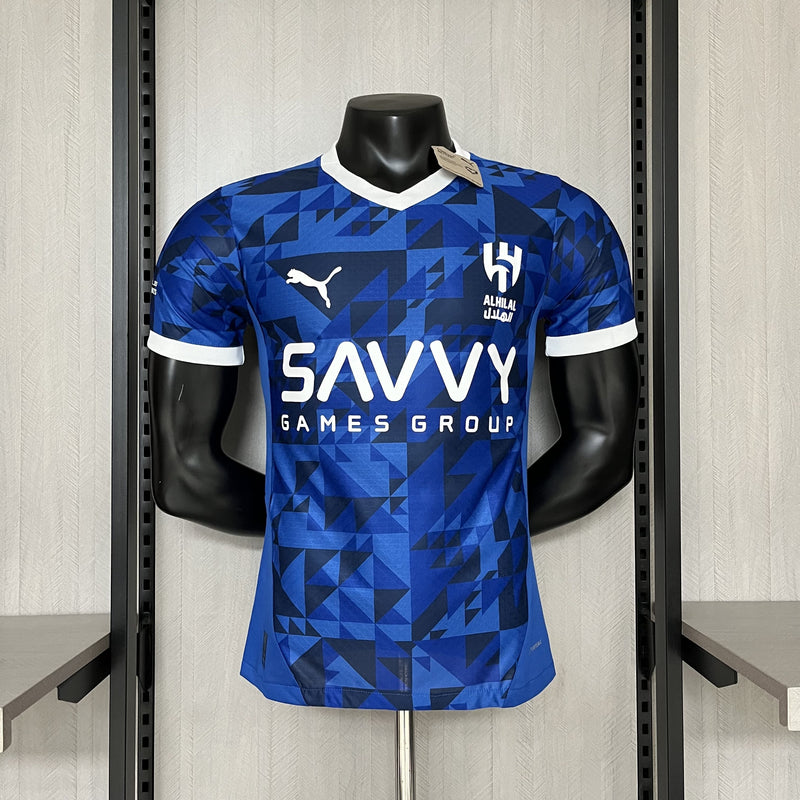 camisa-camiseta-blusa-do-al-hilal-nova-lançamento-puma-da-temporada-2024/25-24/25-i-1-titular-principal-primeira-home-azul-savvy-neymar-jr-masculina-versão-modelo-jogador-player-tailandesa-réplica-pro-mantos-arabia-saudita-menino-ney