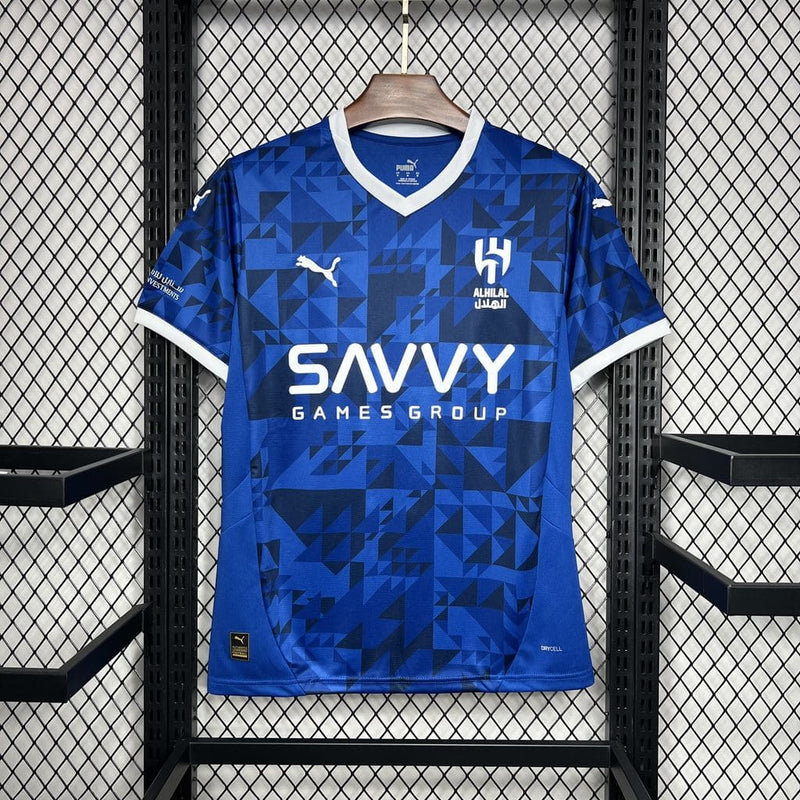 camisa-camiseta-blusa-do-al-hilal-nova-lançamento-puma-da-temporada-2024/25-24/25-i-1-titular-principal-primeira-home-azul-savvy-neymar-jr-masculina-versão-modelo-torcedor-tailandesa-réplica-pro-mantos-arabia-saudita-menino-ney