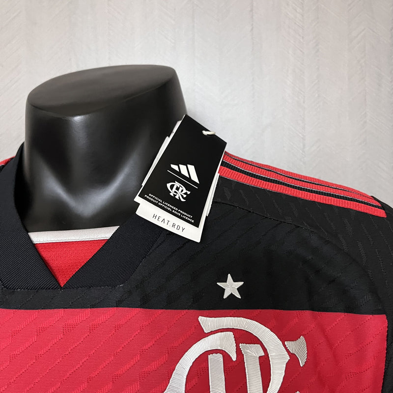 camisa-camiseta-blusa-do-flamengo-nova-lançamento-da-temporada-2024/25-24/25-i-1-titular-principal-primeira-home-vermelha-e-preta-rubro-negra-listrada-masculina-versão-modelo-jogador-player-gabigol-pedro-arrascaeta-delacruz-tailandesa