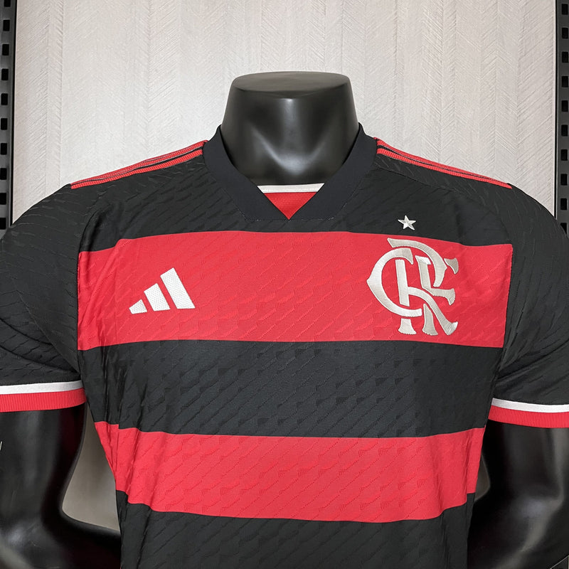 camisa-camiseta-blusa-do-flamengo-nova-lançamento-da-temporada-2024/25-24/25-i-1-titular-principal-primeira-home-vermelha-e-preta-rubro-negra-listrada-masculina-versão-modelo-jogador-player-gabigol-pedro-arrascaeta-delacruz-tailandesa