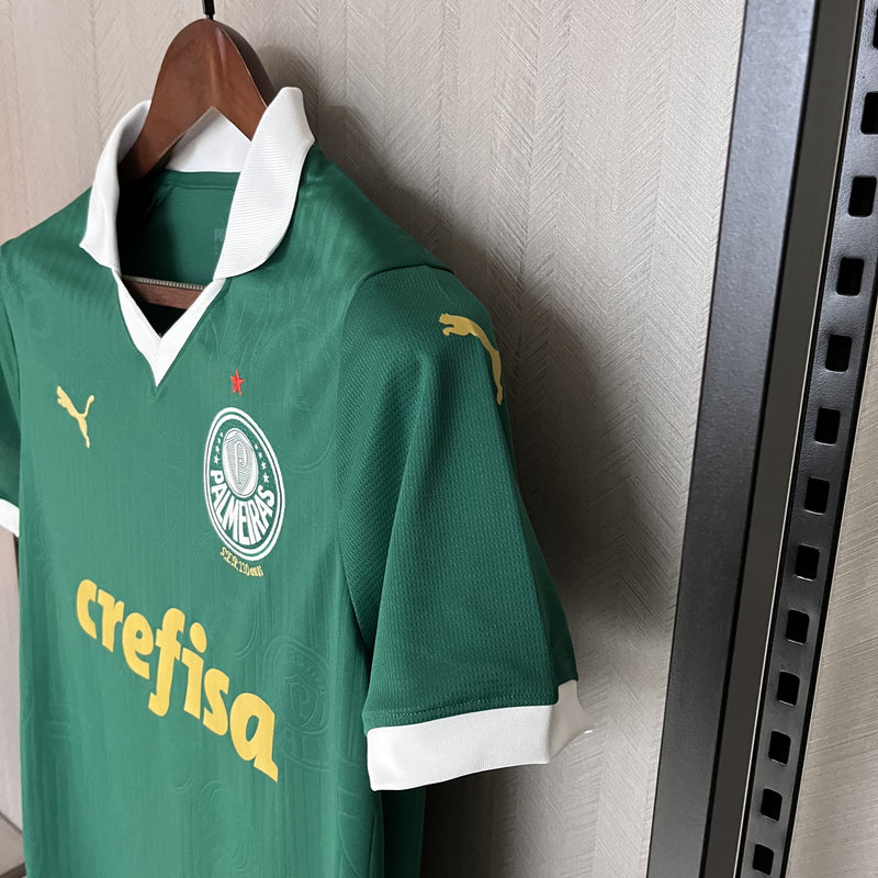 camisa-camiseta-blusa-do-palmeiras-porco-nova-lançamento-da-temporada-2024/25-24/25-feminina-baby-look-verde-de-com-gola-polo-i-1-titular-principal-primeira-home-casa-dudu-rony-raphael-veiga-endrick-versão-modelo-torcedor-pro-mantos-tailandesa