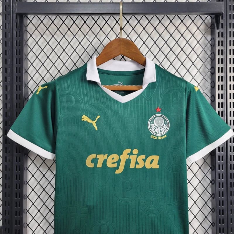 camisa-camiseta-blusa-do-palmeiras-porco-nova-lançamento-da-temporada-2024/25-24/25-verde-de-com-gola-polo-i-1-titular-principal-primeira-home-casa-dudu-rony-raphael-veiga-endrick-conjunto-kit-infantil-com-calção-para-crianças-pro-mantos