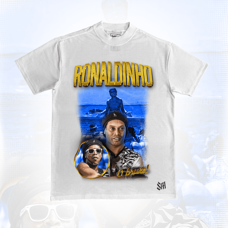 Camiseta Legends Ronaldinho Gaúcho + Regalo y Caja de Regalo - Negro, Blanco y Beige