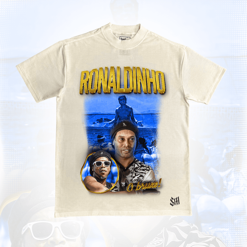 Camiseta Legends Ronaldinho Gaúcho + Regalo y Caja de Regalo - Negro, Blanco y Beige