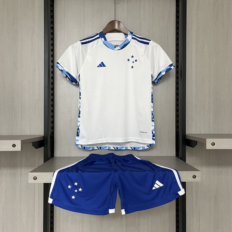 camisa-camiseta-conjunto-kit-infantil-com-calção-do-cruzeiro-nova-lançamento-adidas-da-temporada-2024/25-24/25-ii-2-segunda-reserva-branca-estrelas-crianças-tailandesa-réplica-pro-mantos-matheus-pereira-kaio-jorge