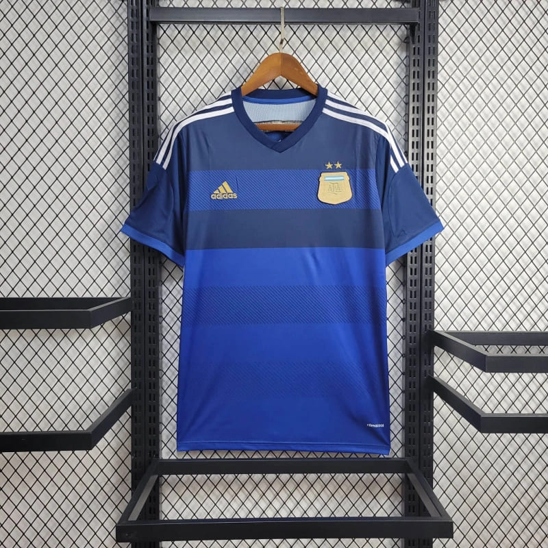 camisa-camiseta-da-argentina-retrô-antiga-temporada-2014/15-14/15-final-vice-copa-do-mundo-2014-maracanã-azul-ii-2-segunda-reserva-tailandesa-adidas-lionel-messi-higuain-di-maria-mascherano-aguero-réplica