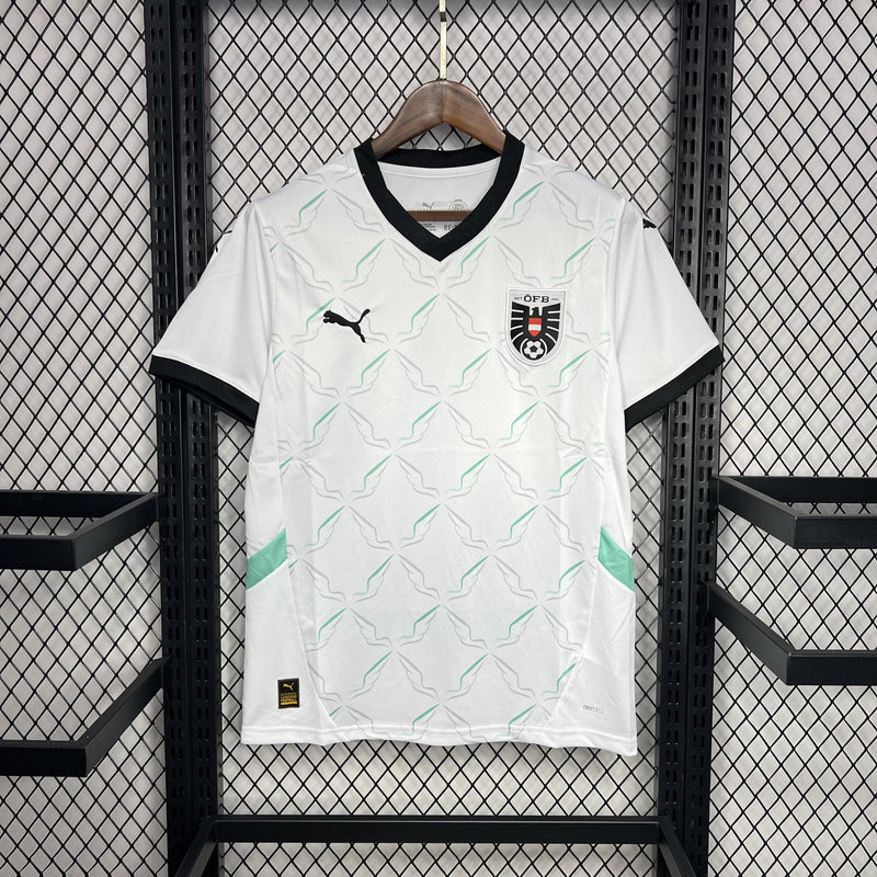 camisa-camiseta-da-austria-alana-nova-lançamento-temporada-2024/25-24/25-eurocopa-puma-ii-2-segunda-reserva-away-visitante-branca-masculina-versão-modelo-torcedor-tailandesa-réplica-pro-mantos