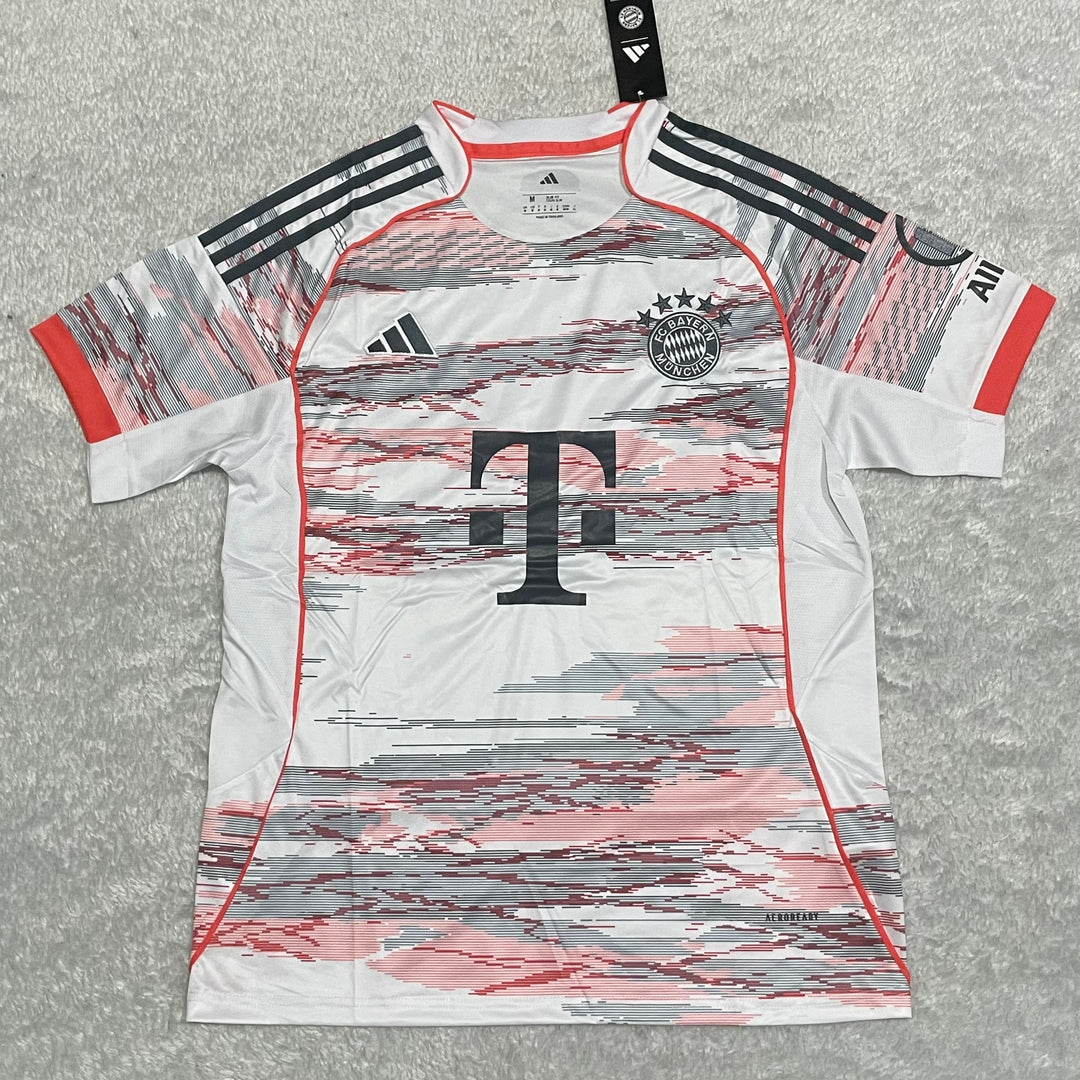 camisa camiseta blusa do bayern de munique ii 2 segunda reserva away visitante branca com cinza manchas masculina versão torcedor tailandesa réplica pro mantos olise kane