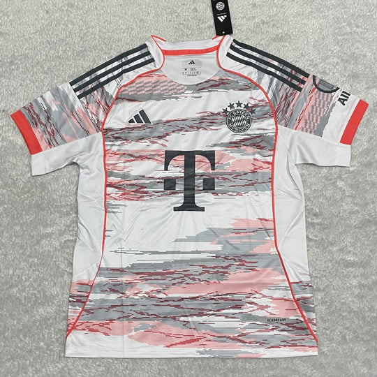 camisa camiseta blusa do bayern de munique ii 2 segunda reserva away visitante branca com cinza manchas masculina versão torcedor tailandesa réplica pro mantos olise kane