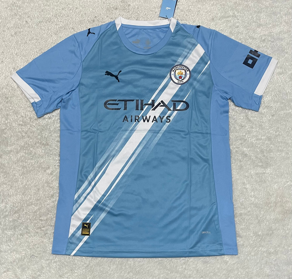 camisa camiseta blusa do manchester city nova lançamento da temporada 2025/26 25/26 i 1 titular principal primeira home azul faixa masculina versão torcedor tailandesa réplica pro mantos haaland cherki savinho