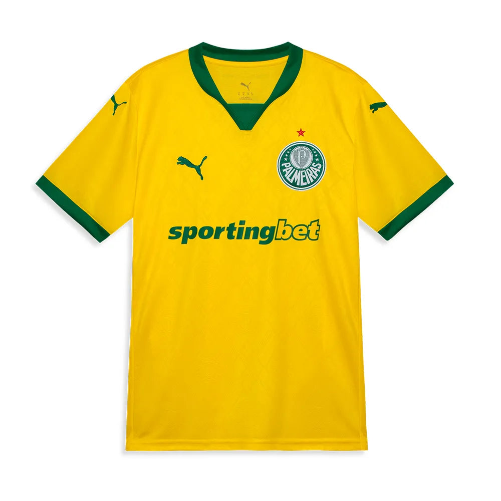camisa camiseta blusa do palmeiras nova lançamento da temporada 2025/26 25/26 iii 3 terceira third amarela seleção brasileira masculina versão torcedor tailandesa réplica pro mantos vitor roque paulinho