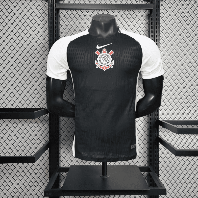 camisa camiseta corinthians nova lançamento da temporada 2025/26 25/26 anos título mundial de clubes 2000 ii 2 segunda reserva away visitante preta masculina escudo centralizado versão jogador tailandesa réplica pro mantos