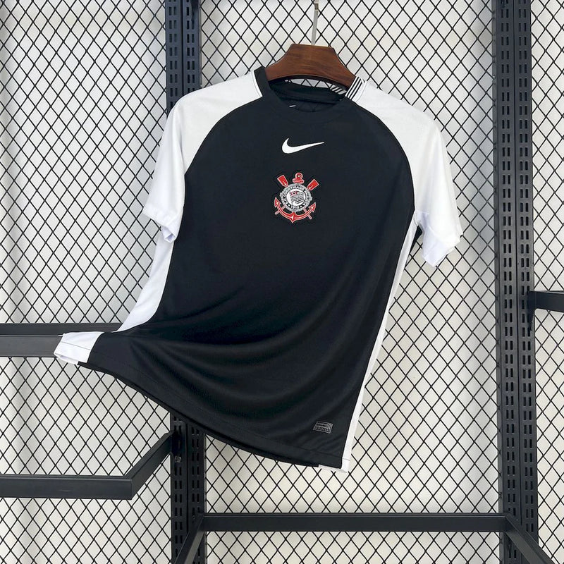 camisa camiseta corinthians nova lançamento da temporada 2025/26 25/26 anos título mundial de clubes 2000 ii 2 segunda reserva away visitante preta masculina escudo centralizado versão torcedor tailandesa réplica pro mantos