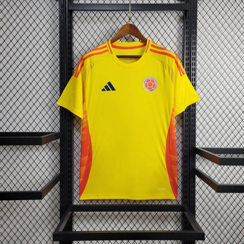 comprar-camisa-camiseta-blusa-da-colômbia-adidas-nova-lançamento-copa-américa-da-temporada-2024/25-24/25-amarela-i-1-titular-principal-primeira-home-masculina-luis-diaz-james-rodriguez-versão-modelo-torcedor-tailandesa-réplica