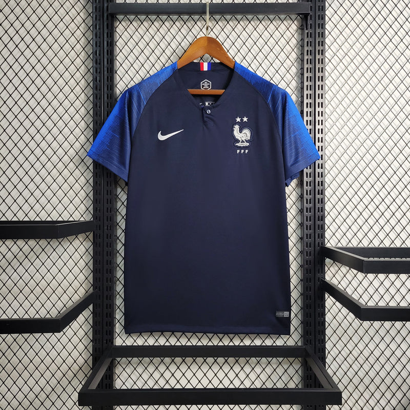 comprar-camisa-camiseta-blusa-da-frança-seleção-francesa-retrô-antiga-da-temporada-2018/2019-18/19-azul-título-campeão-da-copa-do-mundo-i-1-titular-home-mbappe-griezmann-masculina-versão-modelo-torcedor-tailandesa-réplica