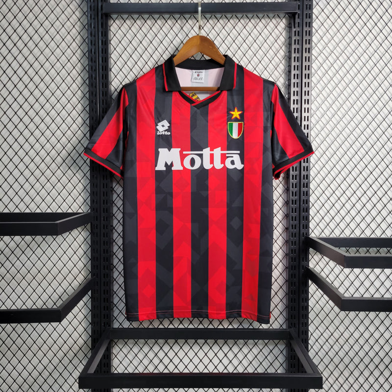 comprar-camisa-camiseta-blusa-do-ac-milan-retrô-antiga-da-temporada-1993/1994-93/94-maldini-baresi-vermelha-e-preta-motta-título-campeão-da-champions-league-1-i-titular-masculina-versão-modelo-torcedor-tailandesa