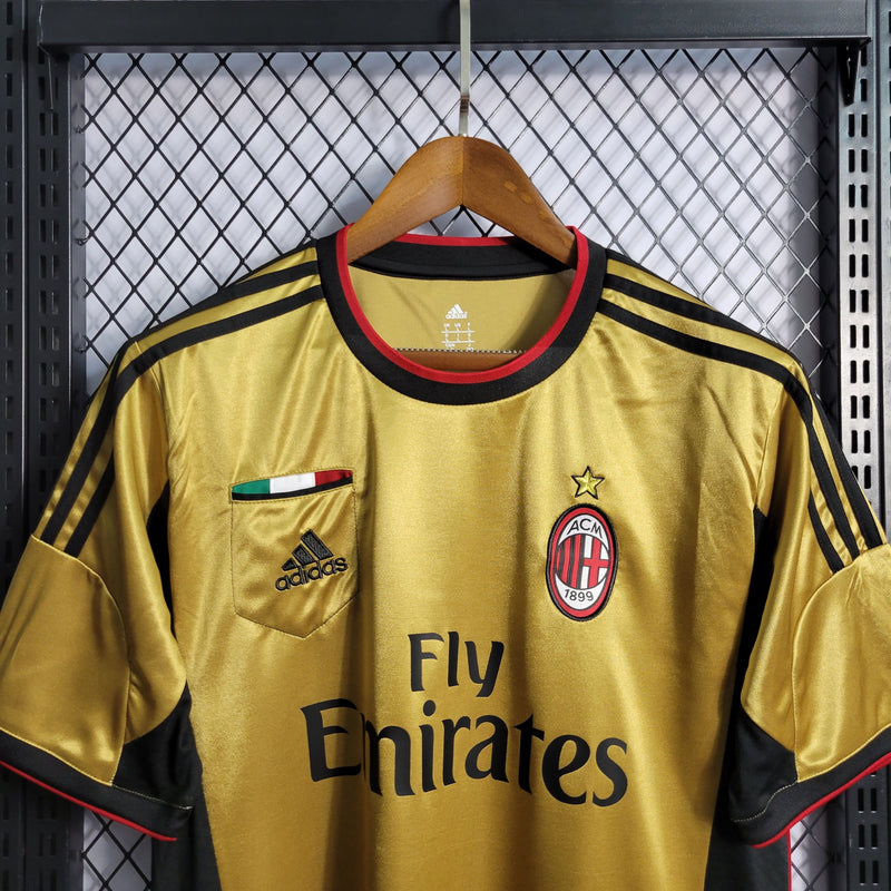 comprar-camisa-camiseta-blusa-do-ac-milan-retrô-antiga-da-temporada-2013/2014-13/14-dourada-fly-emirates-kaká-robinho-iii-3-terceira-masculina-versão-modelo-torcedor-tailandesa-réplica-de-time-de-futebol