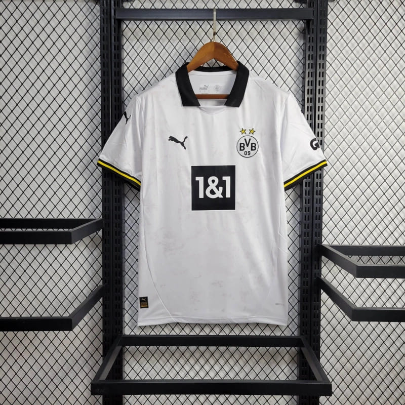 comprar-camisa-camiseta-blusa-do-borussia-dortmund-bvb-nova-lançamento-puma-da-temporada-2024/25-24/25-iii-3-terceira-third-branca-e-com-gola-polo-1&1-masculina-versão-modelo-torcedor-tailandesa-réplica-pro-mantos