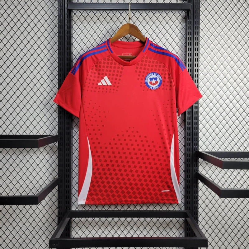 comprar-camisa-camiseta-blusa-do-chile-nova-lançamento-da-temporada-2024/25-24/25-copa-américa-alexis-sanches-pulgar-adidas-i-1-titular-principal-primeira-home-vermelha-masculina-versão-modelo-torcedor-tailandesa-réplica-pro-mantos