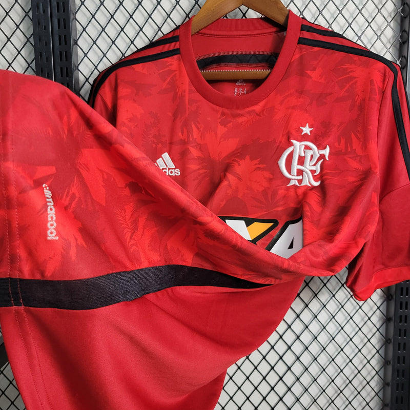 comprar-camisa-camiseta-blusa-do-flamengo-retrô-antiga-da-temporada-201415-1415-iii-3-terceira-vermelha-masculina-caixa-plantas-árvores-coqueiros-tailandesa-réplica-de-time-de-futebol