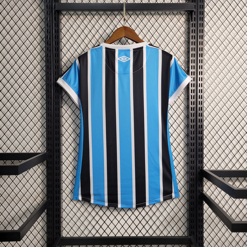 comprar-camisa-camiseta-blusa-do-grêmio-nova-lançamento-da-temporada-2023-24-feminina-baby-look-i-1-titular-principal-tricolor-listrada-com-listras-primeira-azul-preto-preta-e-branco-branca-tailandesa-réplica-de-time-de-futebol