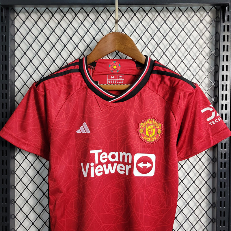 comprar-camisa-camiseta-blusa-do-manchester-united-nova-lançamento-da-temporada-2023/24-23/24-vermelha-i-1-titular-principal-primeira-conjunto-infantil-para-crianças-com-calção-short-tailandesa-réplica-de-time-de-futebol