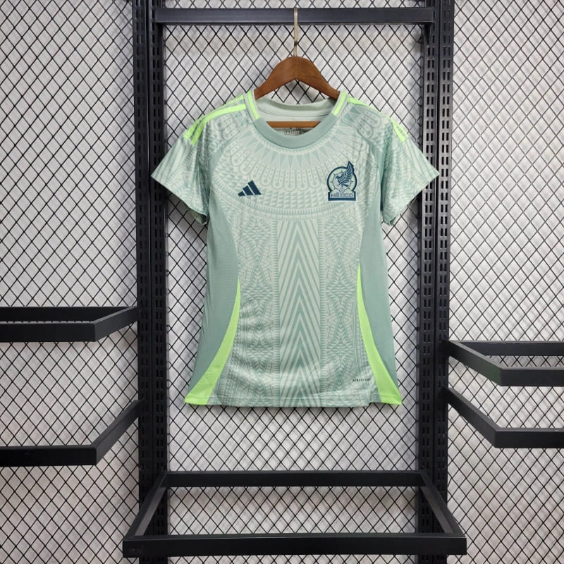 comprar-camisa-camiseta-blusa-do-méxico-nova-lançamento-da-temporada-2024/25-24/25-copa-américa-ii-2-segunda-reserva-away-visitante-verde-adidas-cobras-feminina-baby-look-versão-modelo-torcedor-tailandesa-réplica