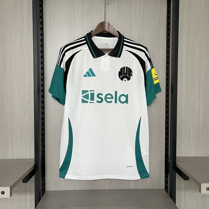 comprar-camisa-camiseta-blusa-do-newcastle-nova-lançamento-adidas-da-temporada-2024/25-24/25-iii-3-terceira-third-branca-e-com-verde-gola-polo-anos-80-sela-masculina-versão-modelo-torcedor-tailandesa-réplica-pro-mantos