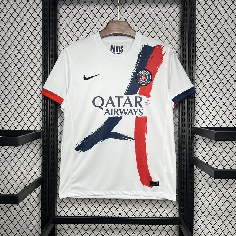 comprar-camisa-camiseta-blusa-do-psg-nova-lançamento-nike-da-temporada-2024/25-24/25-ii-2-segunda-reserva-away-visitante-branca-torre-eiffel-qatar-airways-masculina-versão-modelo-torcedor-tailandesa-réplica-pro-mantos