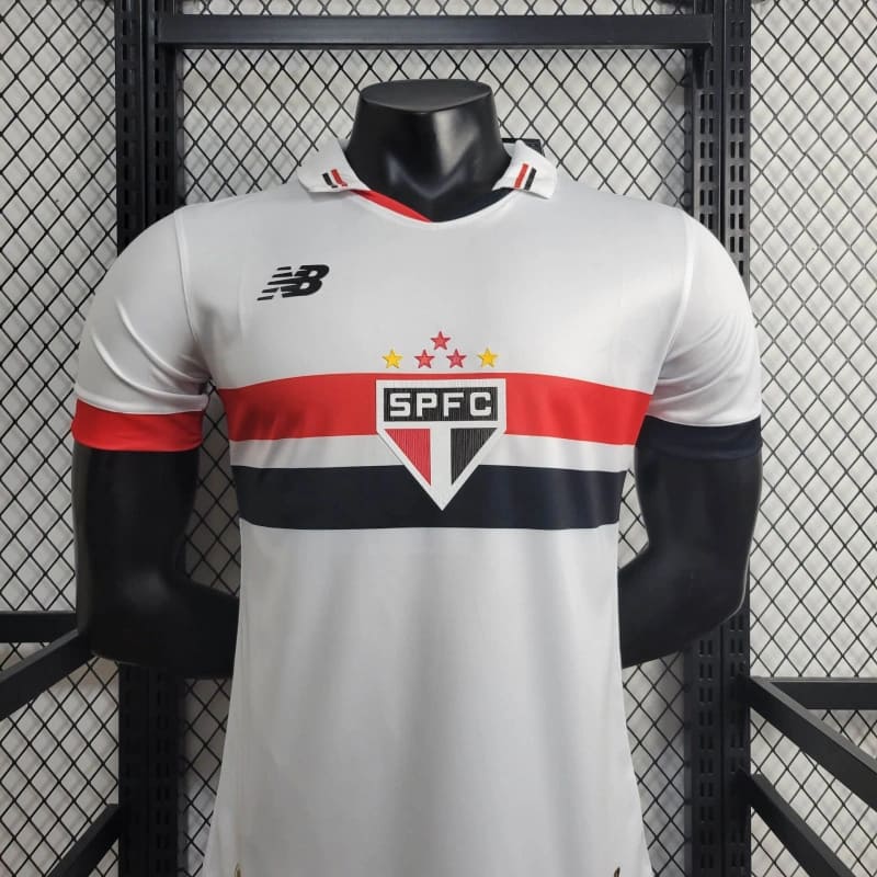 comprar-camisa-camiseta-blusa-do-são-paulo-spfc-new-balance-nova-lançamento-da-temporada-2024/25-24/25-masculina-versão-modelo-torcedor-branca-de-com-gola-polo-1-i-titular-principal-primeira-home-lucas-moura-luciano-calleri-pro-mantos