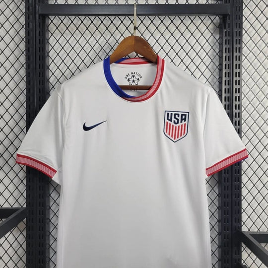 comprar-camisa-camiseta-blusa-dos-estados-unidos-usa-nova-lançamento-da-temporada-2024/25-24/25-copa-américa-i-1-titular-principal-primeira-home-branca-nike-pulisic-masculina-jersey-united-states-versão-modelo-torcedor-tailandesa-réplica