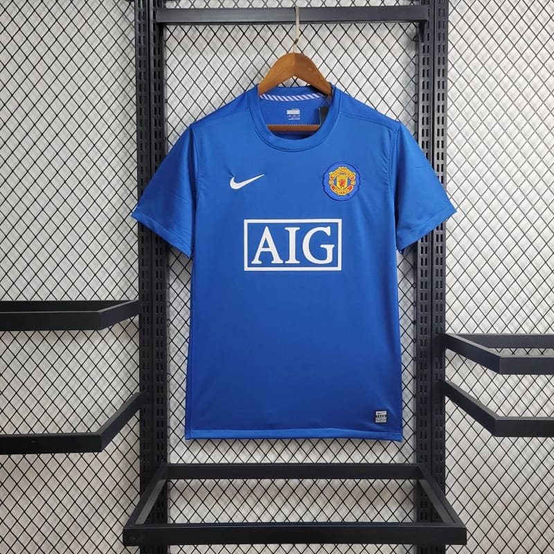 comprar-camisa-camiseta-blusa-retrô-antiga-do-manchester-united-da-temporada-2008/09-08/09-cristiano-ronaldo-cr7-aig-azul-iii-3-terceira-third-masculina-rooney-tevez-berbatov-ryan-giggs-ji-sung-park-scholes