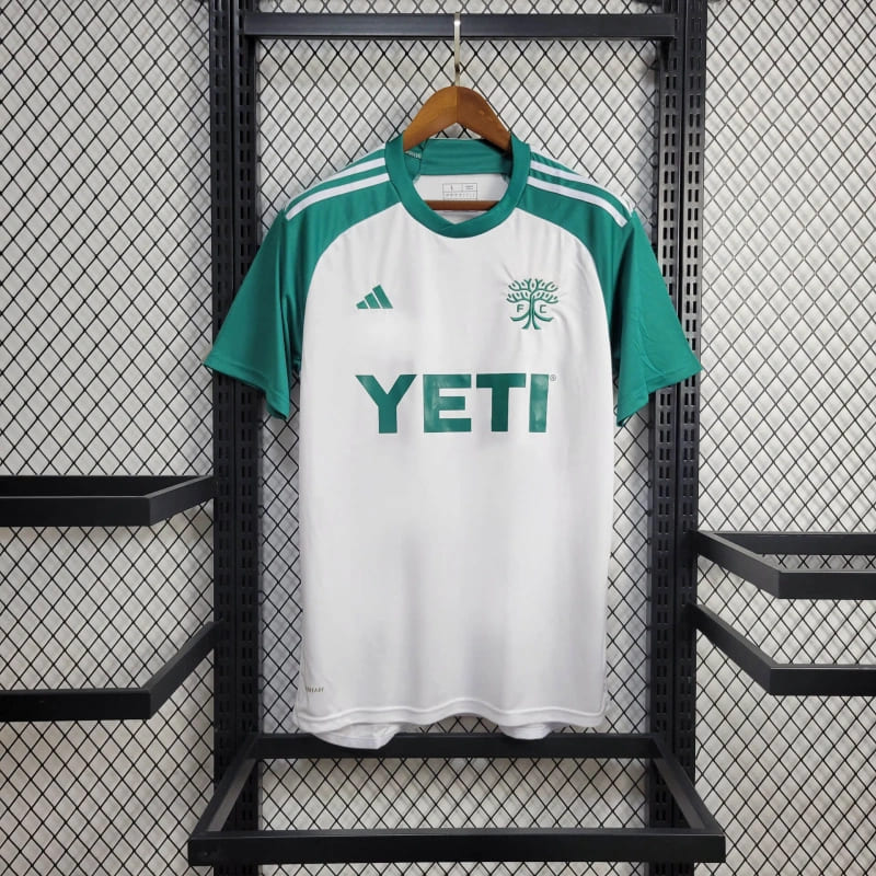 comprar-camisa-camiseta-do-austin-fc-adidas-nova-lançamento-da-temporada-2024/25-24/25-mls-com-patrocínio-yeti-branca-e-verde-masculina-ii-2-segunda-reserva-away-visitante-árvore-versão-modelo-torcedor-tailandesa-réplica-pro-mantos