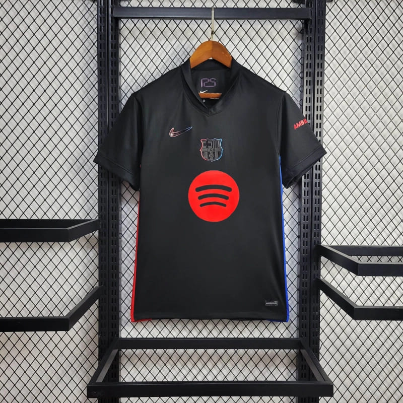 comprar-camisa-camiseta-do-barcelona-nova-lançamento-nike-da-temporada-2024/25-24/25-ii-2-segunda-reserva-away-visitante-preta-all-black-spotify-masculina-versão-modelo-torcedor-tailandesa-réplica-pro-mantos-raphinha-lamine-yamal-lewa