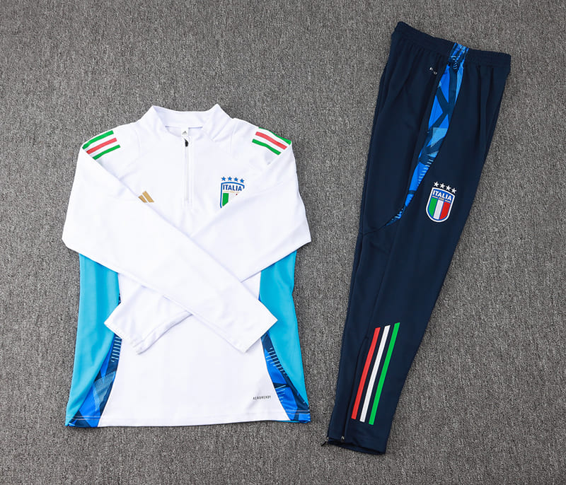 Conjunto de Frio Jaqueta Treino Itália 2024/25 - Branco e Azul